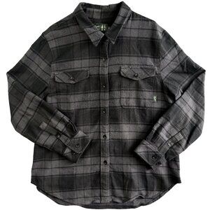 Danner Black Gray Plaid Flannel Shirt Women XL USA Made Cotton Workwear Rugged